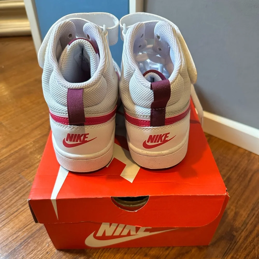 Nike Court Borough Mid 2 (GS) White and Pink Sneakers Classic Design (Youth)